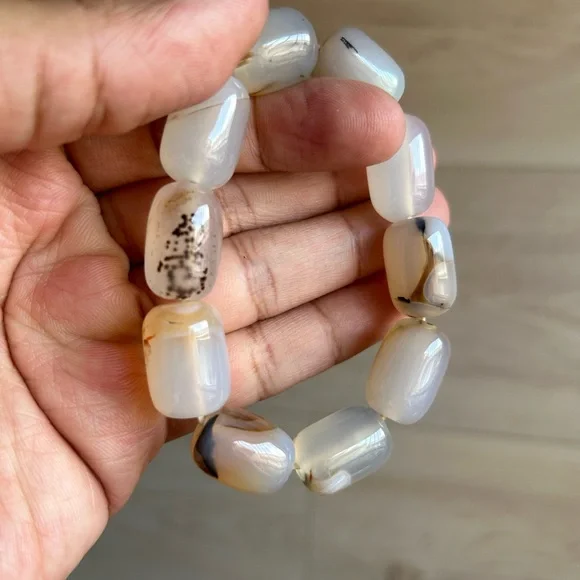 Handmade Natural Chunky Agate Bracelet, 6” - Picture 6 of 8